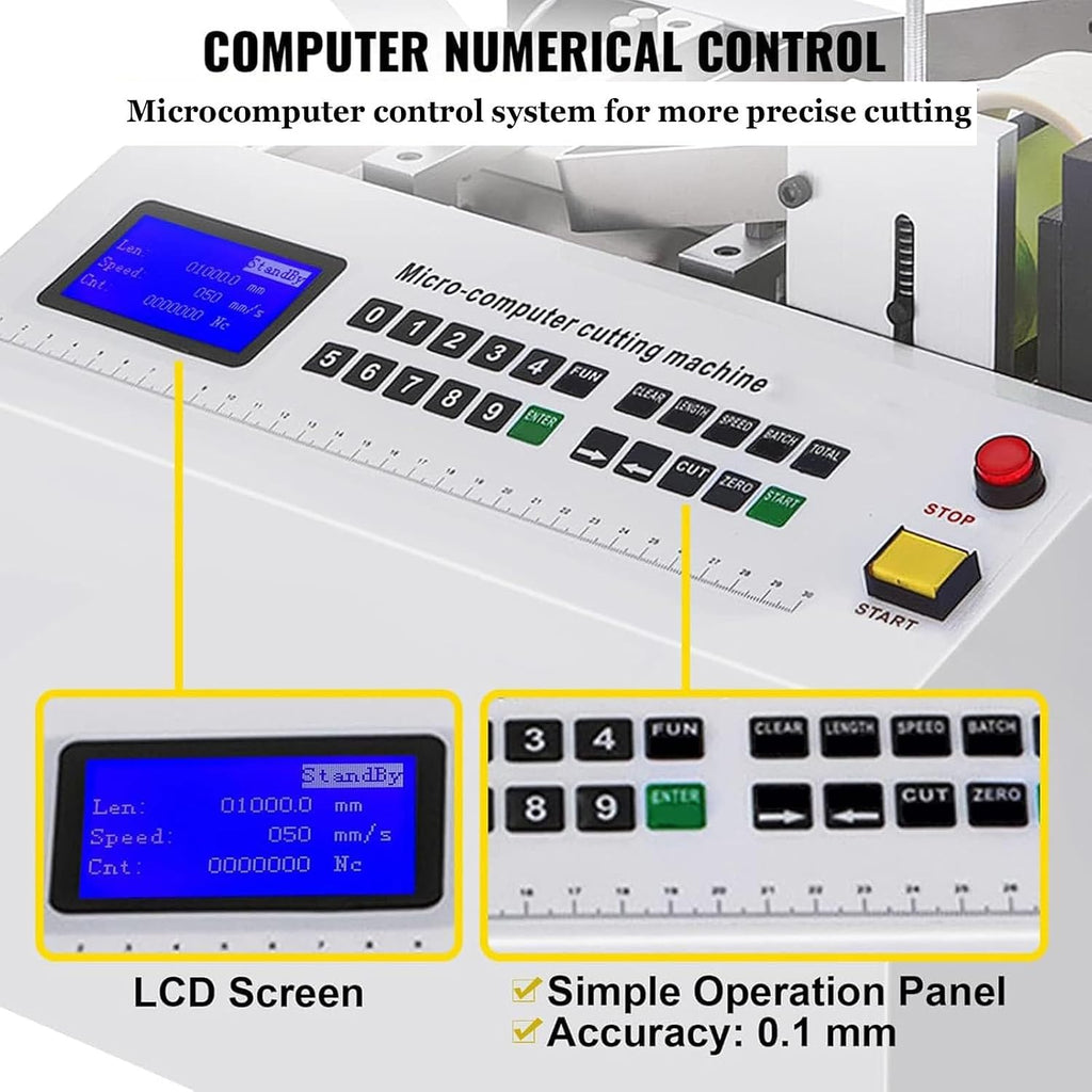 Fully Automatic Heat-Shrink Tube Micro-Computer Cutting Machine 600W Electric Tube Cable Pipe Cutter with Micro Computer Control, Cutting Accuracy 0.1Mm, for Sleeve Rubber/Plastic Tube