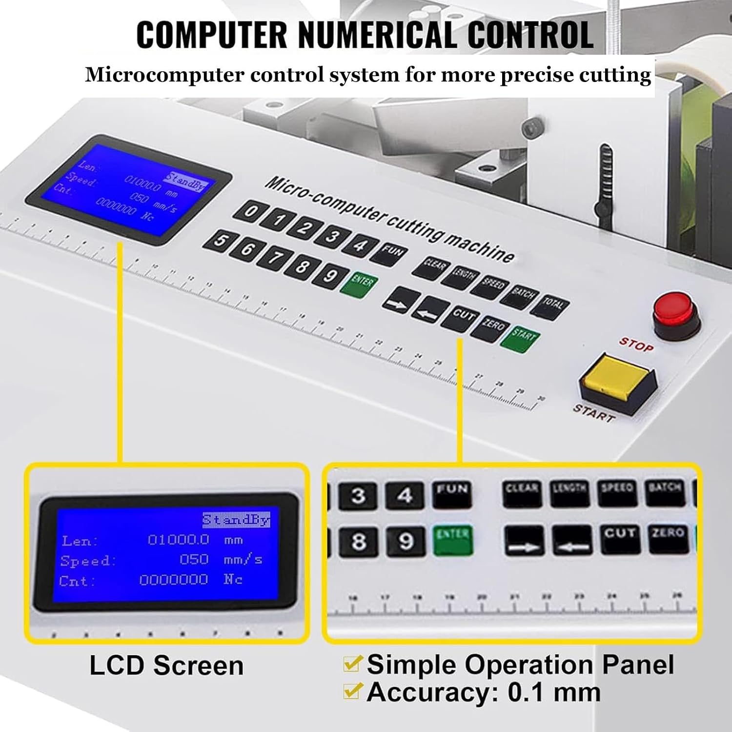 Fully Automatic Heat-Shrink Tube Micro-Computer Cutting Machine 600W Electric Tube Cable Pipe Cutter with Micro Computer Control, Cutting Accuracy 0.1Mm, for Sleeve Rubber/Plastic Tube