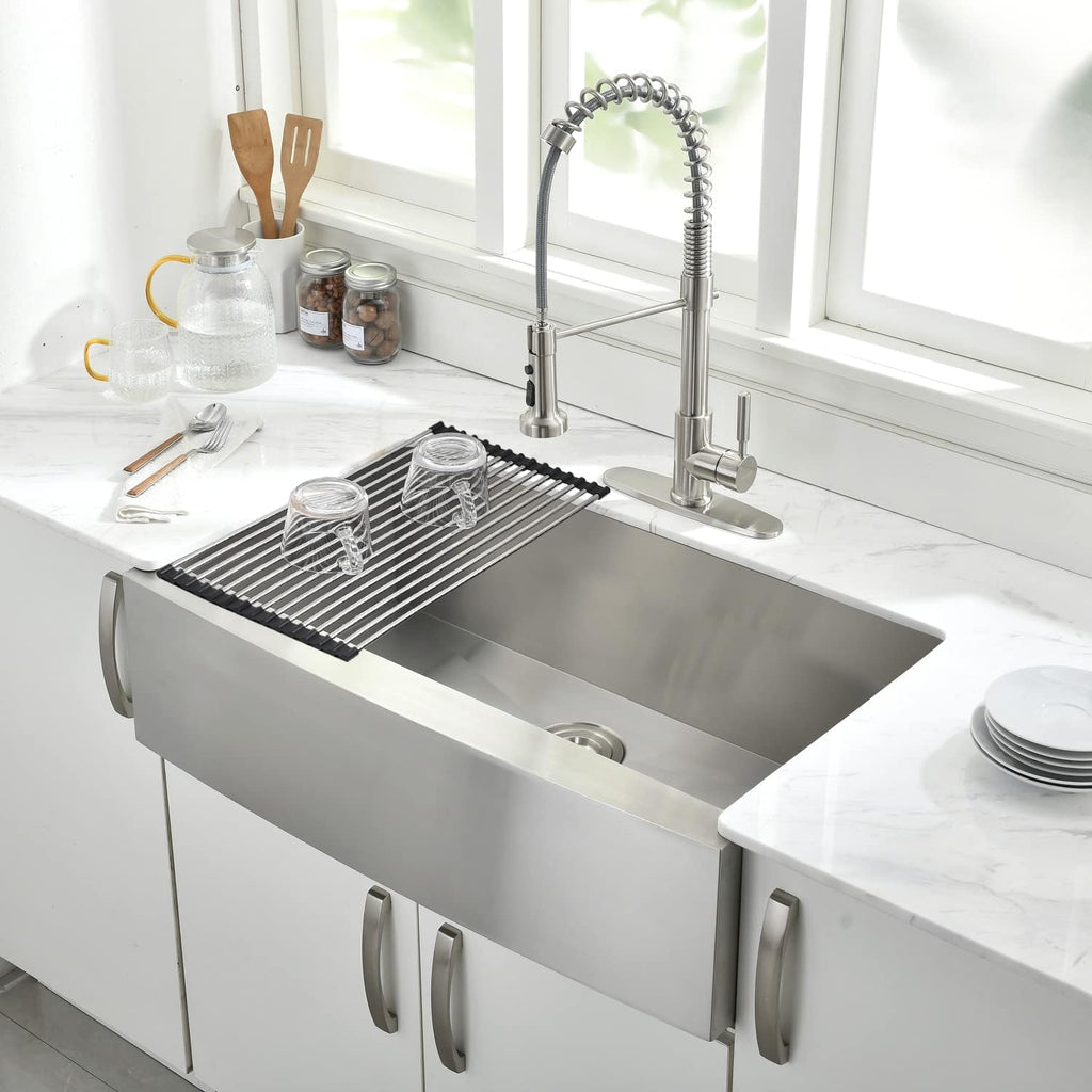 30 Inch Farmhouse Sink -VOKIM 30x22 Inch Farmhouse Apron Front Sink 16 Gauge 304 Stainless Steel Single Bowl Farm Sink
