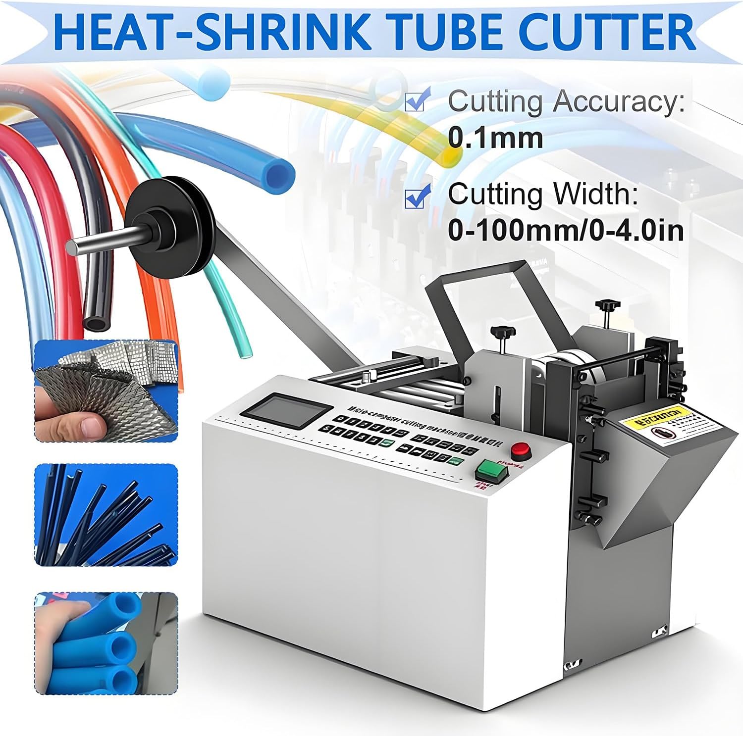 Fully Automatic Heat-Shrink Tube Micro-Computer Cutting Machine 300W Electric Tube Cable Pipe Cutter with Micro Computer Control, Cutting Accuracy 0.1Mm, for Sleeve Rubber/Plastic Tube