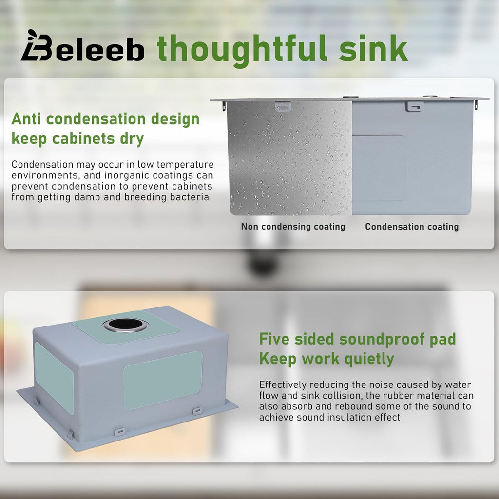 Undermount Kitchen Sink 20'x16', 9' Basin Depth, 3D Embossed Stainless Steel Sink Single Bowl with Accessories