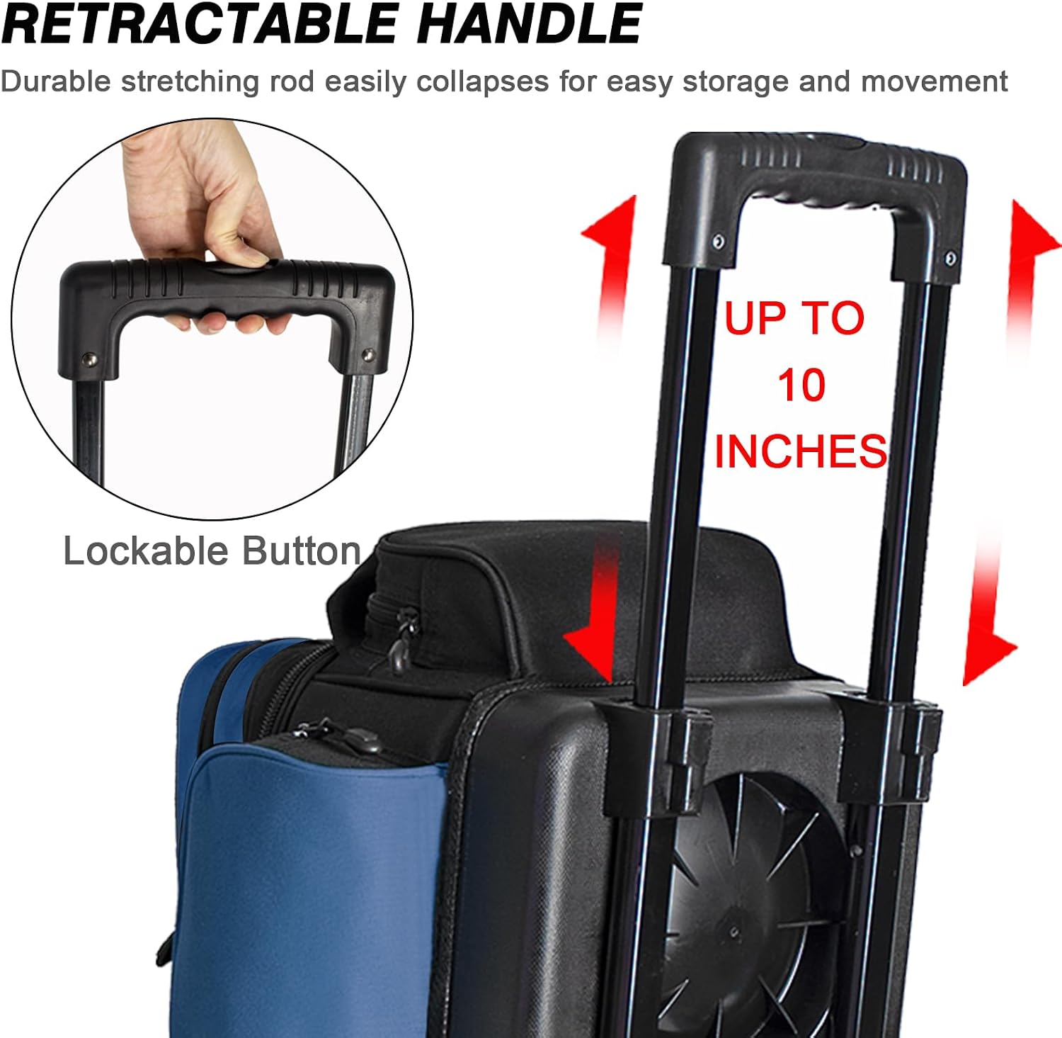 DAFISKY 3 Ball Bowling Bags with Wheels, Roller Bowling Bag with Multiple Pockets Retractable Handle Extends to 38''