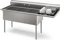 KoolMore 81 in. Three Compartment 18-Gauge Stainless-Steel NSF Commercial Kitchen Sink, Bowl Size 18x24x14, with Three Basins and Pre-Drilled Faucet Holes with Right Drainboard (KM-SC182414-24R3)