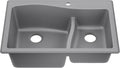 KRAUS Quarza 33-inch Drop-In/Undermount 60/40 Double Bowl Granite Kitchen Sink in Grey, KGD-442GREY