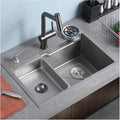 304 Stainless Steel Single Bowl Kitchen Sink Multifunctional Bar Sink RV Sink with Faucet and Cup Washer Top Mount Or Undermount (Color : Gun Gray, Size : 60x45x21cm)