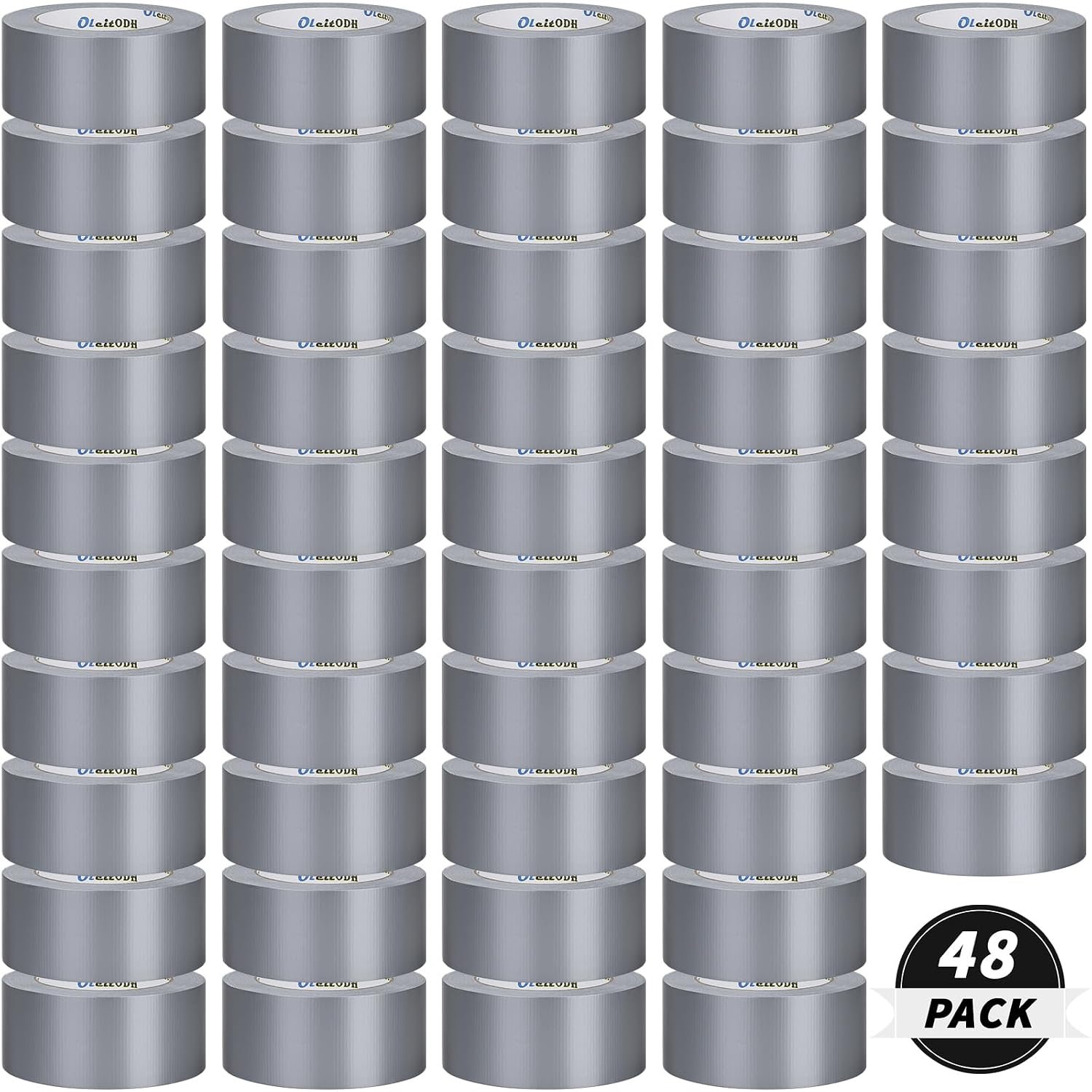 48 Pack Silver Duct Tape Heavy Duty Bulk, 2 inch X 1440 Yards, Strong No Residue All-Weather Duct Tape, Waterproof, Tear by Hand, Multi-Use for Indoor & Outdoor Repairs, Industrial, Professional Use