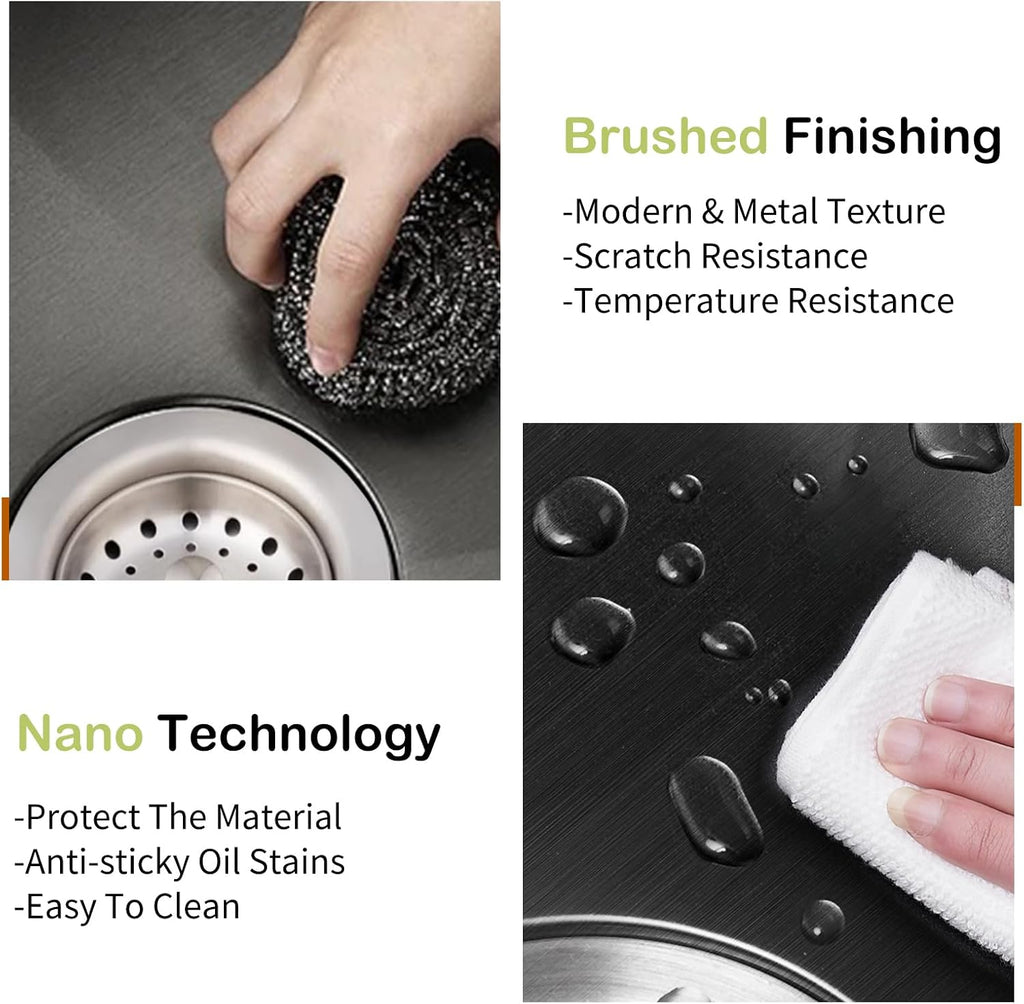 Black Kitchen Sink Workstation, 33x19 In Stainless Steel Drop In Kitchen Sink Modern Large Single Bowl Sink Gift Combo-SS Grid,Drying Rack,SS Colander,Cutting Board,Drain Assembly For Various Kitchen