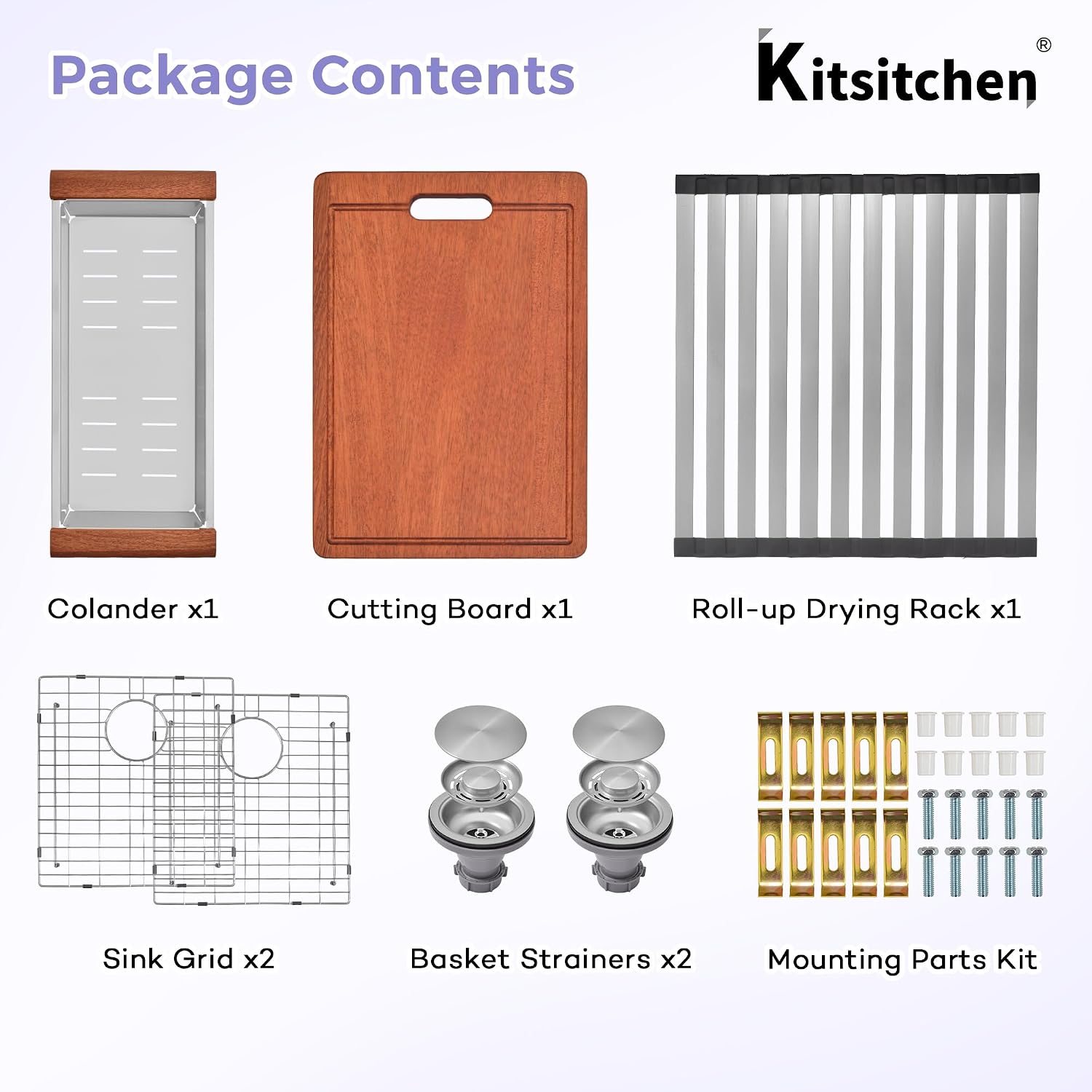 Kitsitchen Double Bowl Farmhouse Kitchen Sink, 16 Gauge 304S Stainless Steel Farm Sinks, 50/50 Design 10 Inch Deep Workstation Sinks with Accessories（28'X 22' x 10' ，Stainless Steel Color）