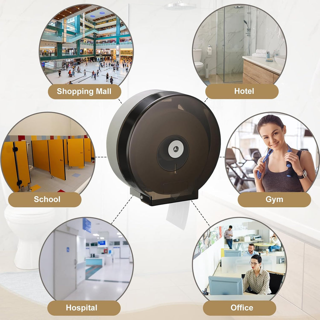 Layhit 10 Pack Toilet Paper Holder Wall Mount, Toilet Paper Towel Dispenser, Commercial 9' Jumbo Plastic Tissue Dispenser with Key Wall Lock for Bathroom, Office, Restaurants