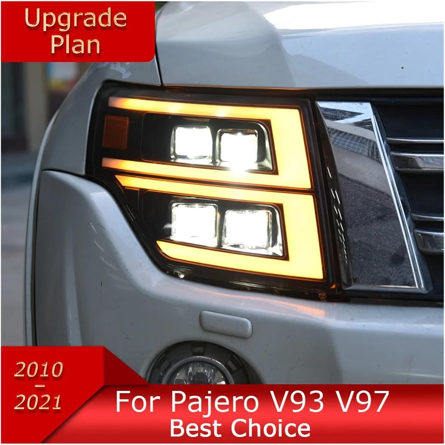 Car Lights Compatible With Pajero V93 V97 Montero 2009-2021 LED Auto Headlight Assembly Upgrade Projector 4 Lens LHD RHD Tool Accessories
