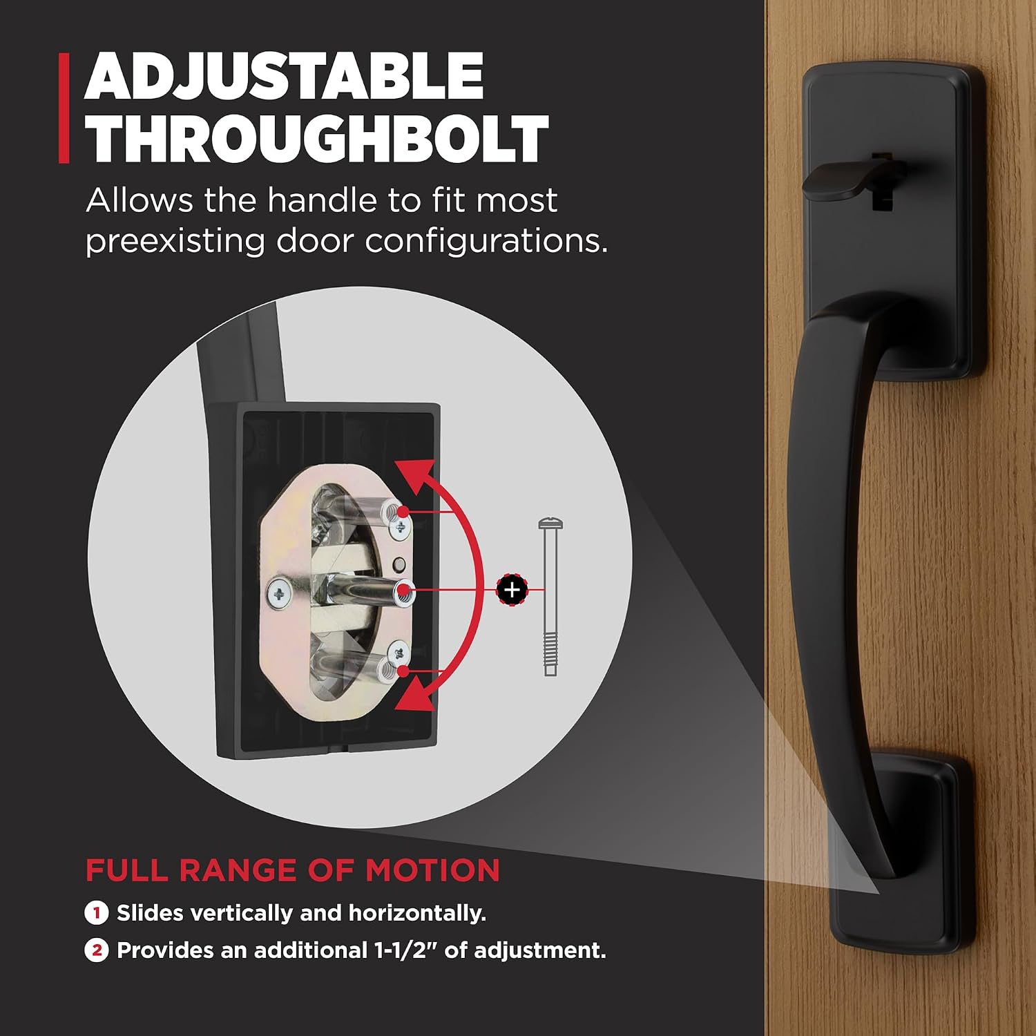 Kwikset Brentford Front Door Lock Handle and Deadbolt Set, Dummy Handleset Exterior with Interior Door Knob, Secure Locking Deadbolt, Matte Black