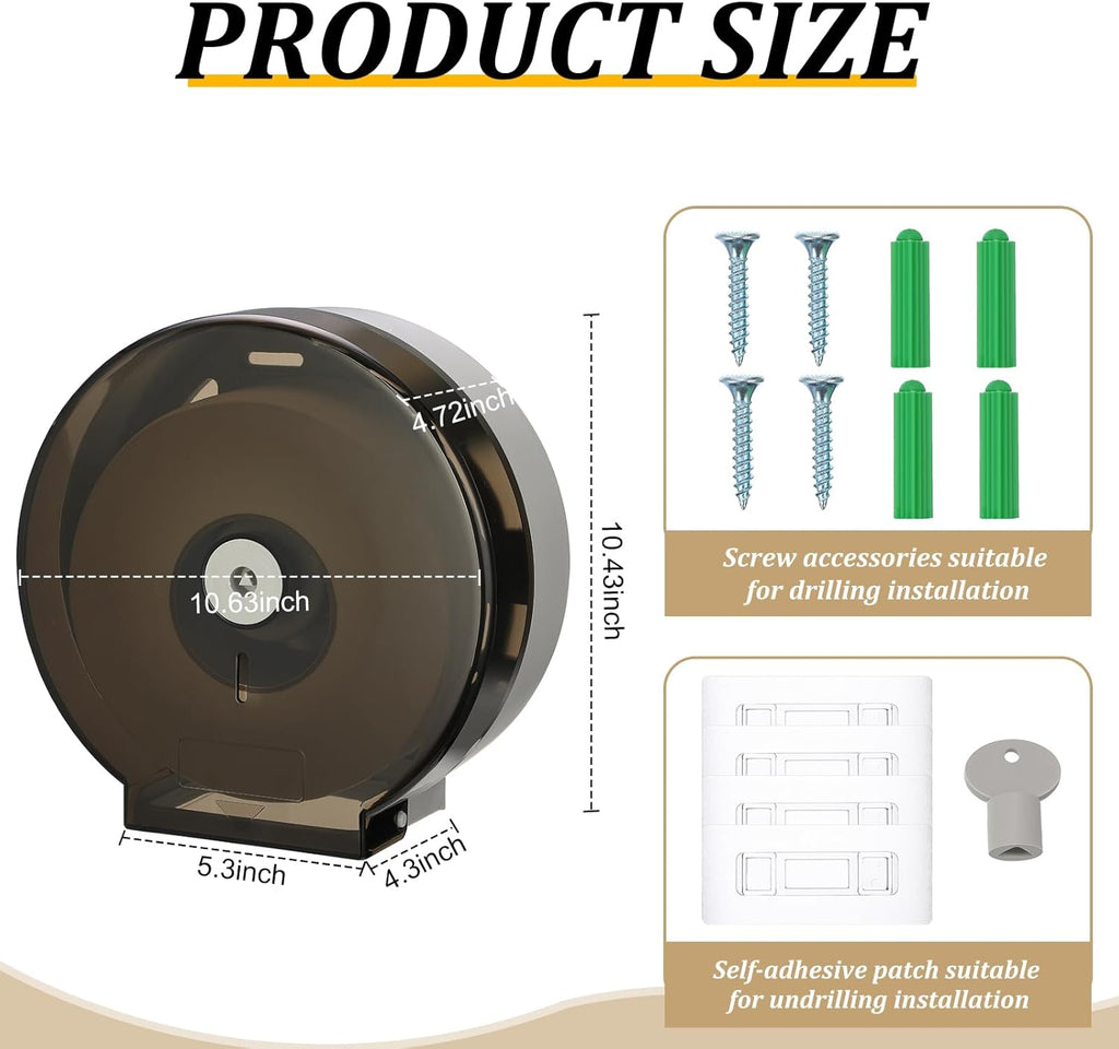 Layhit 10 Pack Toilet Paper Holder Wall Mount, Toilet Paper Towel Dispenser, Commercial 9' Jumbo Plastic Tissue Dispenser with Key Wall Lock for Bathroom, Office, Restaurants