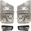 HeadLight without Halogen Bulbs Warm White and Corner Lamp and Side Indicator Lamp on Door- Driver and Passenger Side (Compatible with Isuzu NRR and NPR, Compatible with GMC W4000 W4500 Trucks)