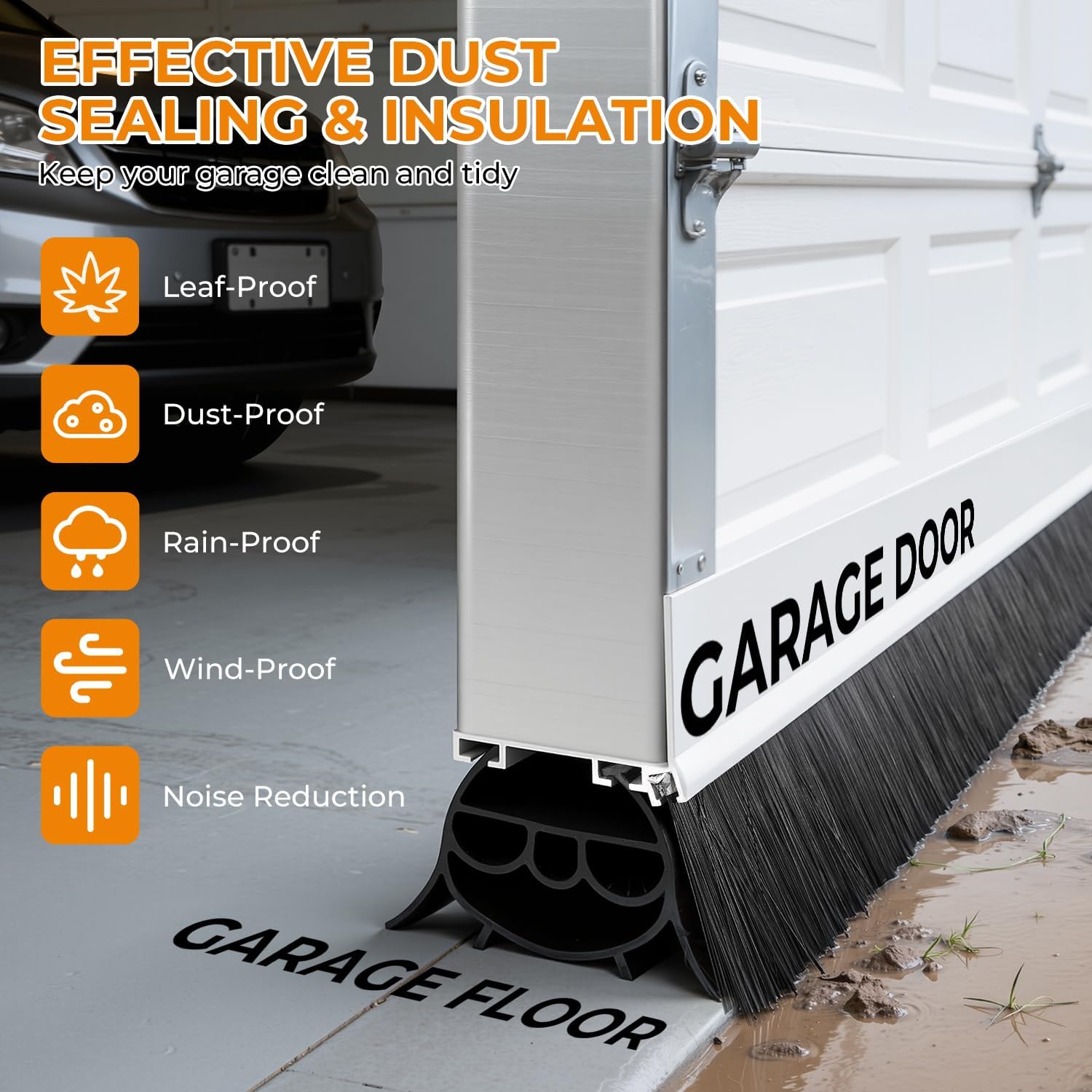 BEAMNOVA 16.5FT Garage Door Bottom Seal, Upgraded Multi-Layer Rubber Weather Stripping Door Seals with Brush, Wind & Water Block for Home Garage, Warehouse, DIY Homeowners