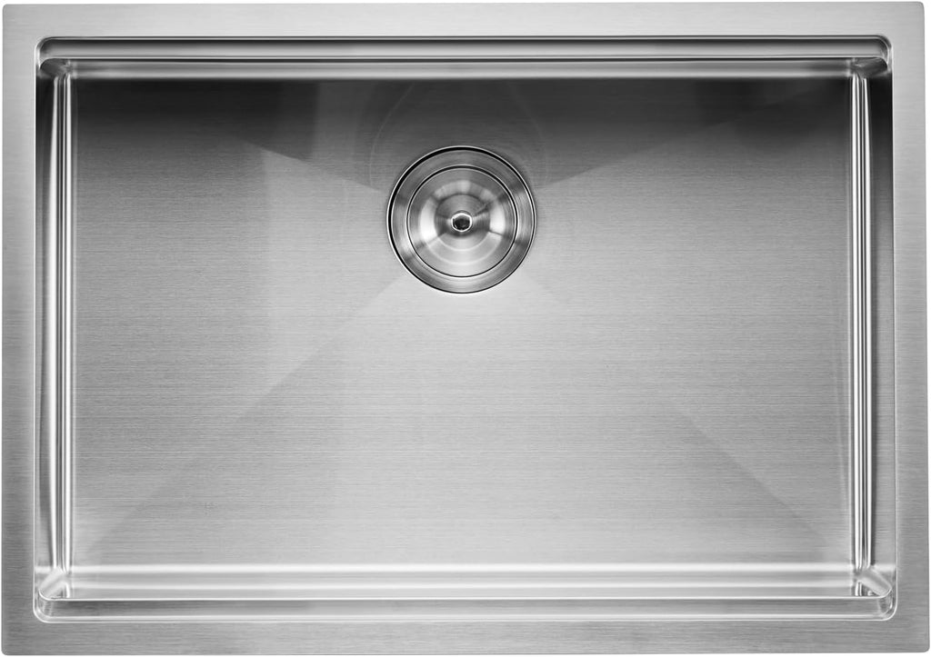 VEVOR 27 inch Kitchen Single Sink, 304 Stainless Steel Undermount Sink Drop-In Single Bowl Farmhouse Basin with Ledge & Multiple Accessories, Household Dishwasher Sinks for Prep Kitchen, Bar 27'*19'