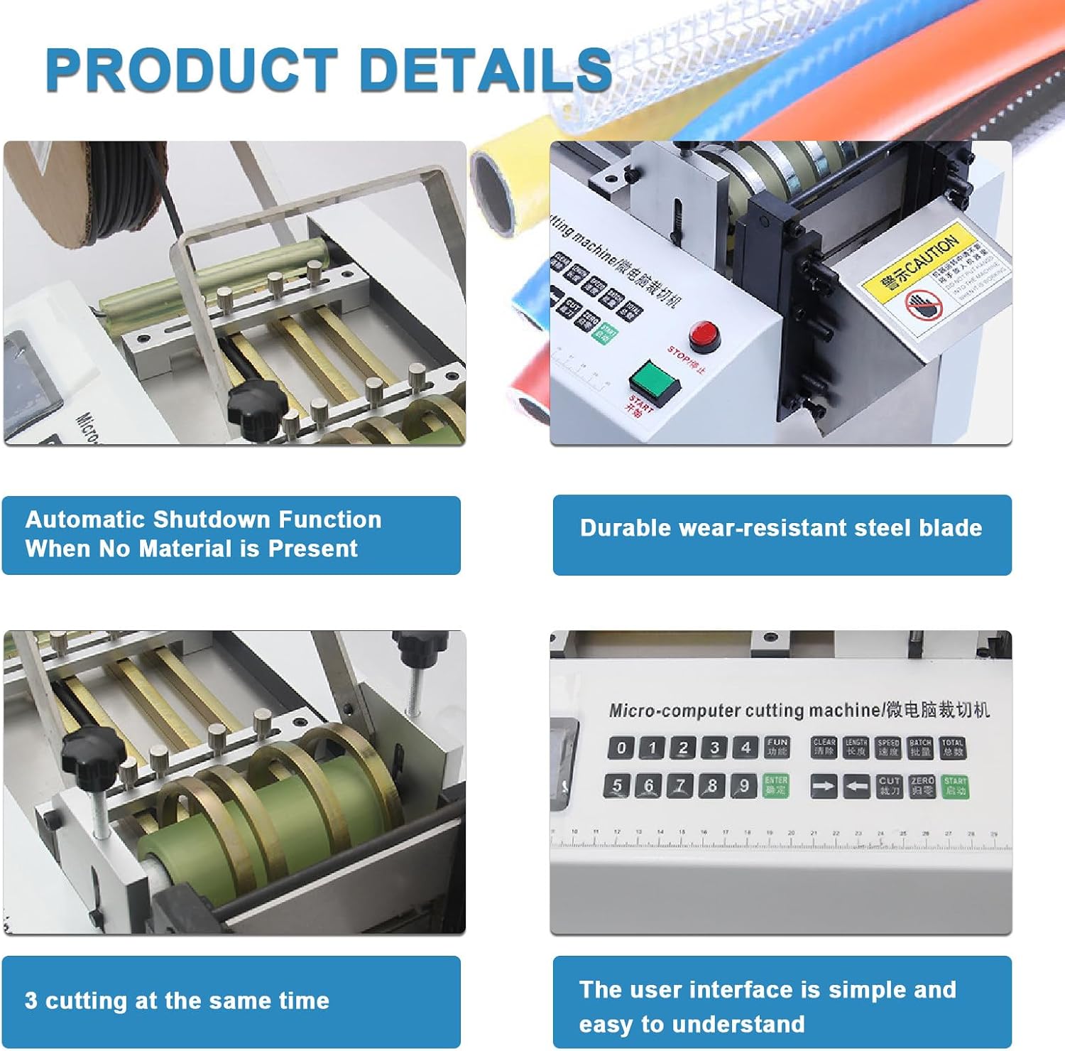 Automatic Heat-Shrink Tube Cutting Machine 300w - Cutting Accuracy 0.1mm, 0-9999.9mm/393.70in Cutting Length, Achieve 34 Meters/Minute Cutting Speed,for Sleeve Rubber/Plastic Tube