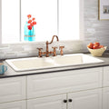 Signature Hardware 424857 Selkirk 43' Drop In Double Basin Cast Iron Kitchen Sink with 4 Faucet Holes at 8' Centers