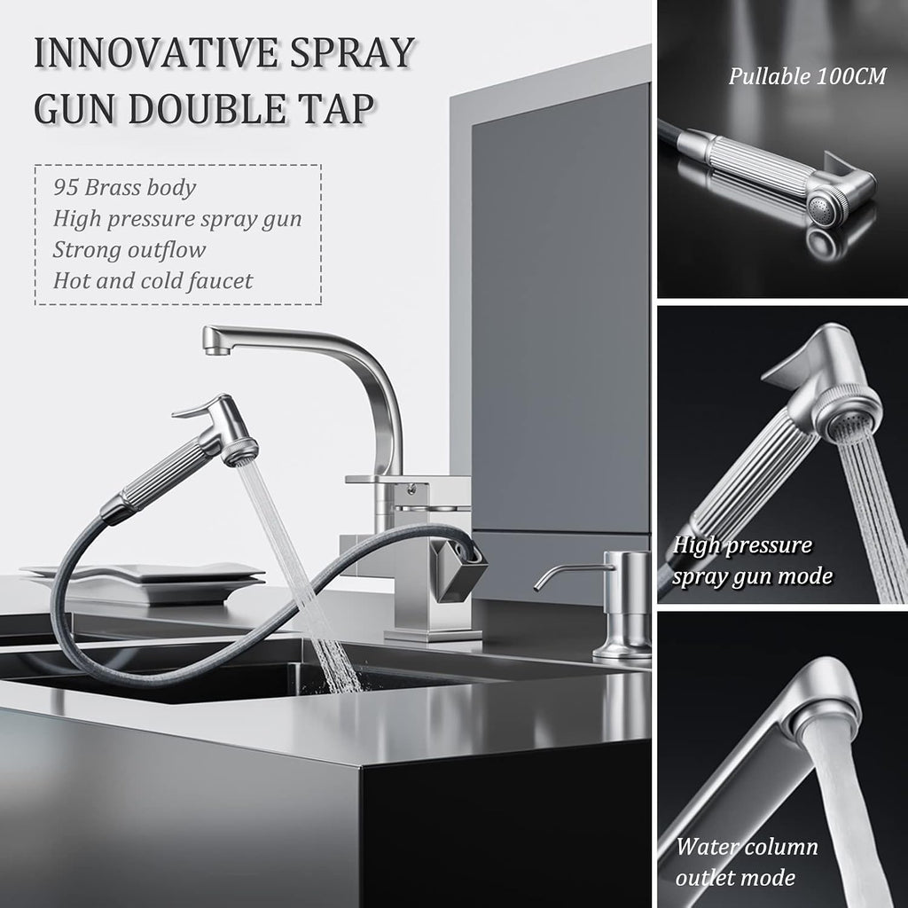 Kitchen Sinks, Multi-Function Bar Prepare Sink with Faucet Kitchen Sink Single Bowl Sink Gray Single Bowl Kitchen Sink (60 * 45Cm