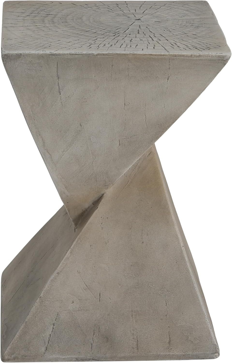 Christopher Knight Home Novi Outdoor Side Table, Geometric-Shaped Accent Side End Table, Garden Stool for Patio Balcony Beach Pool, Lightweight Concrete, Wood-Like Texture, Light Gray