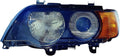Replacement For BMW X5 2000 2001 2002 2003 Xenon Headlight Unit W/O Control Assembly,W/Hid Bulb Yellow Turn Indicator, Left/Driver Side, Black Housing, BM2518108