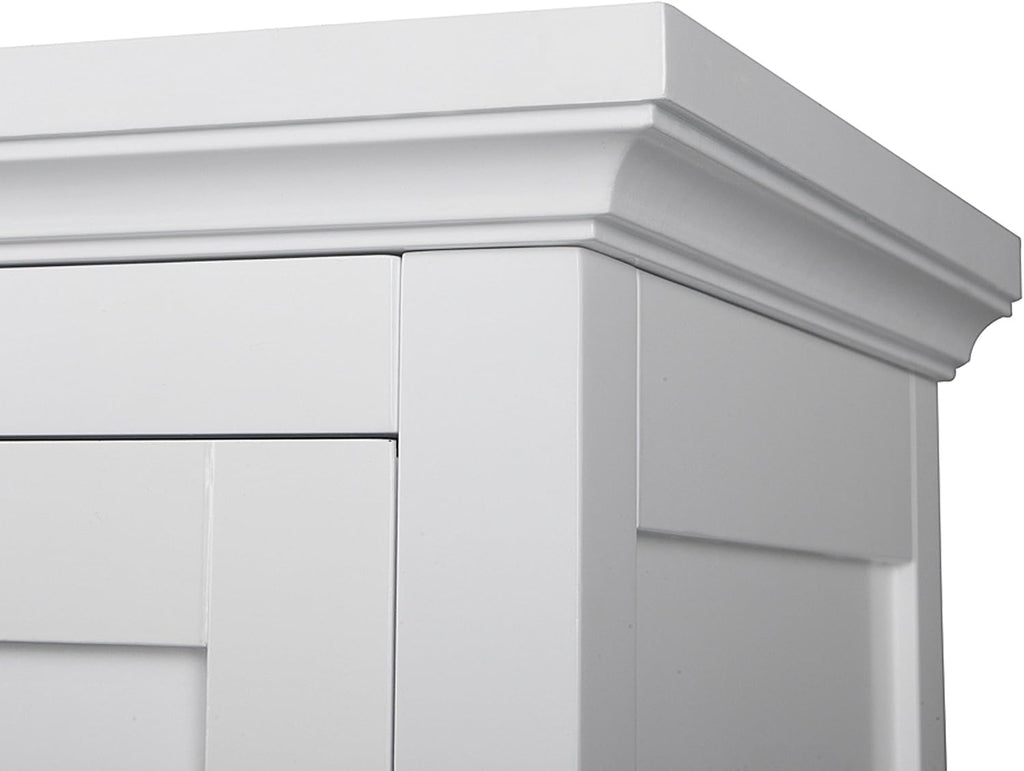 Teamson Home Glancy Freestanding Corner Floor Cabinet with Faux Louvered Door, White | Wooden, Faux Louvered Door, 2 Adjustable Tier Storage, For Bathroom Living Room
