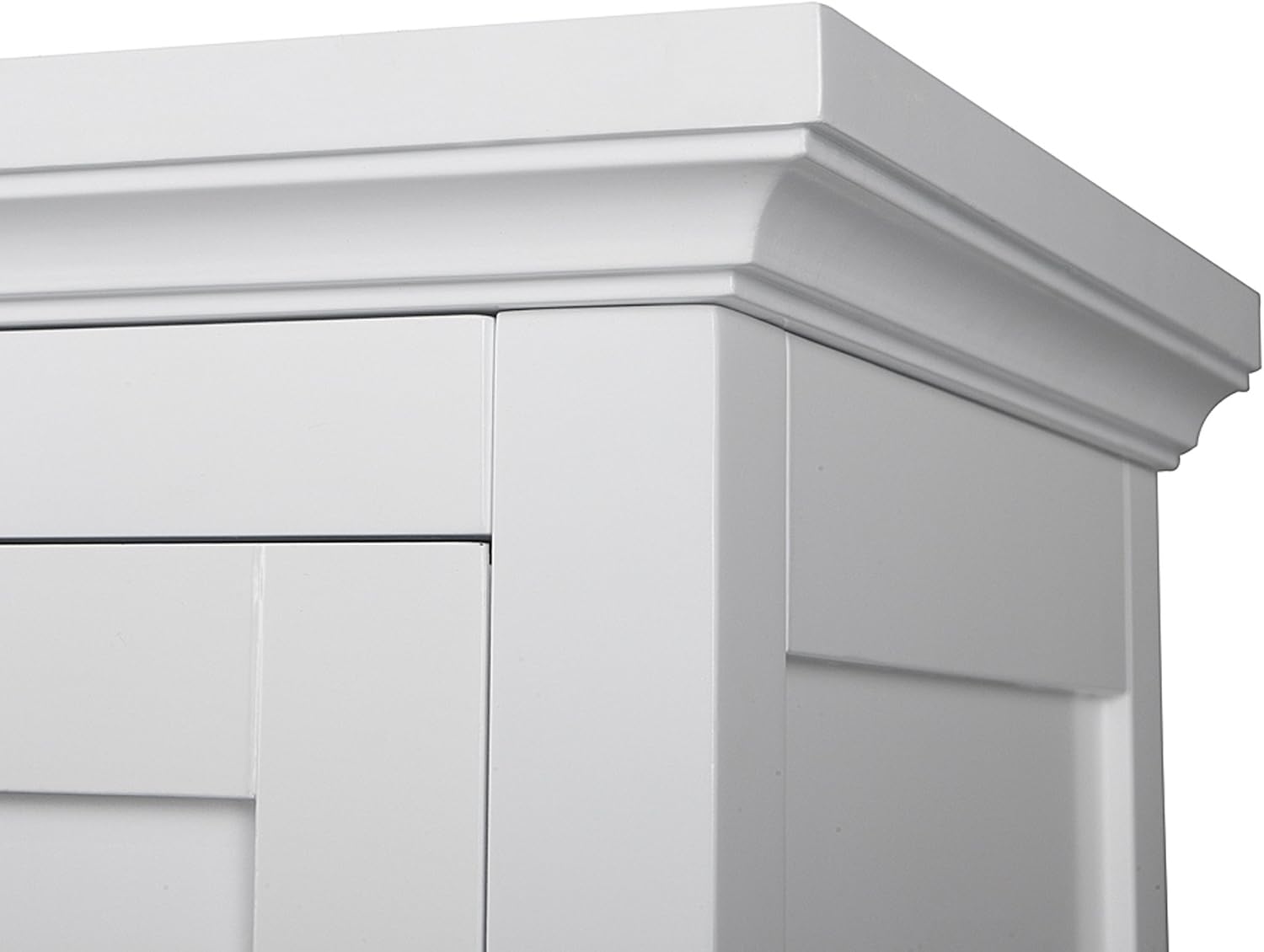 Teamson Home Glancy Freestanding Corner Floor Cabinet with Faux Louvered Door, White | Wooden, Faux Louvered Door, 2 Adjustable Tier Storage, For Bathroom Living Room