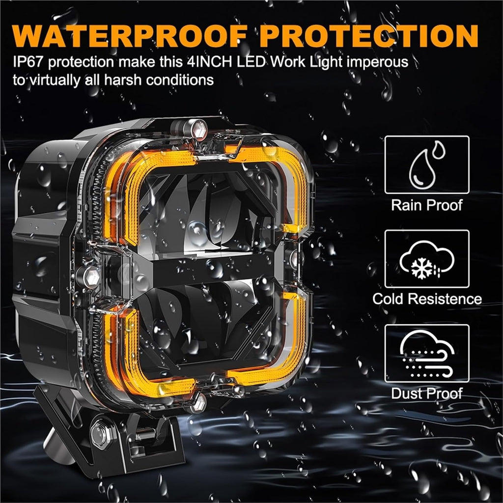 For Jeep Offroad Truck 4x4 SUV ATV Car Led Work Light Bar Spotlight Amber 12V Auxiliary Accessories(2 lamp only)
