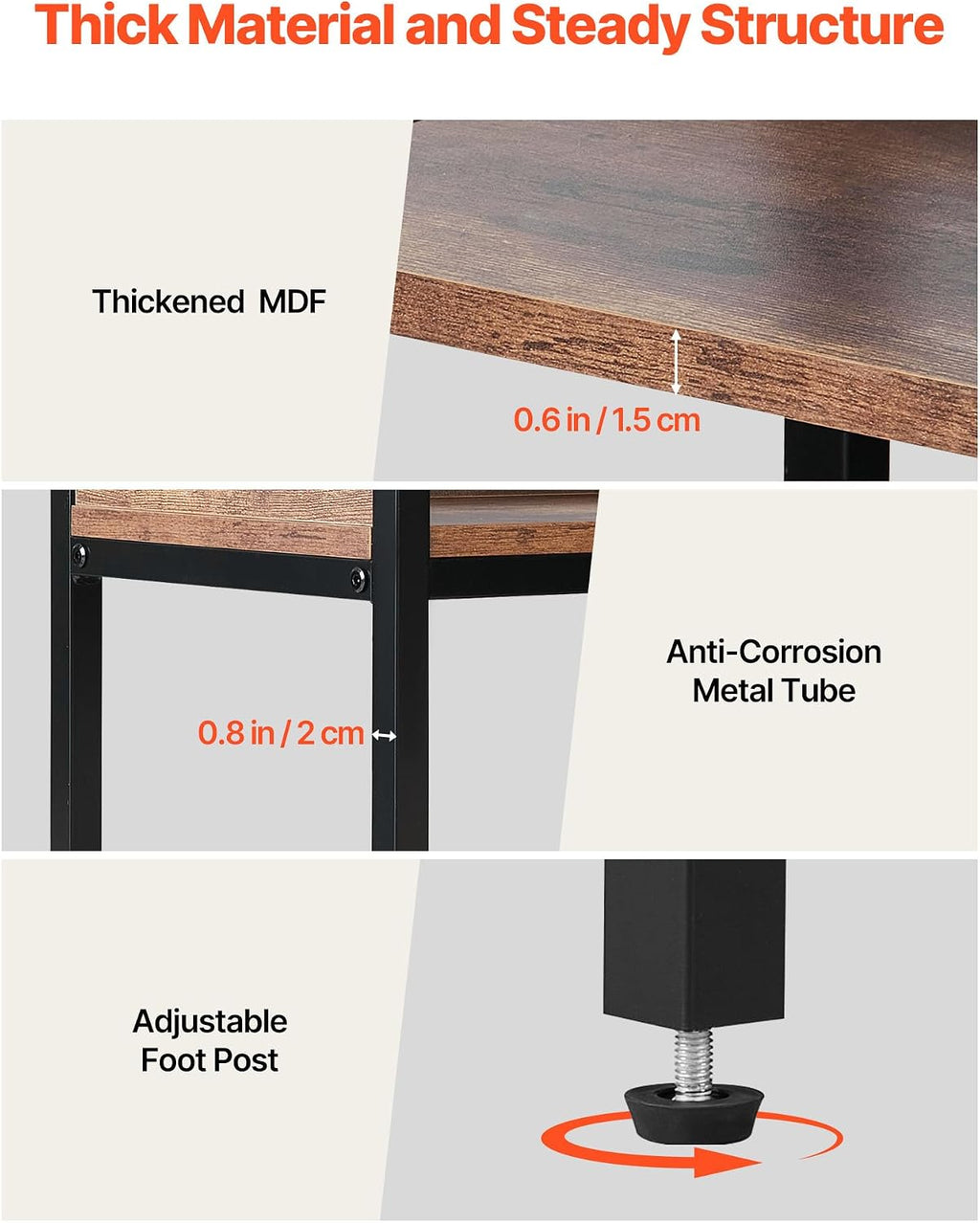 VEVOR 5 Tier Corner Bookshelf, Tall Corner Bookcase with 4 Hooks, L-Shaped Bookshelf Organizer with Metal Frame & Wooden Shelves, Reversible Display Book Shelf Rack for Bedroom, Living Room, Office