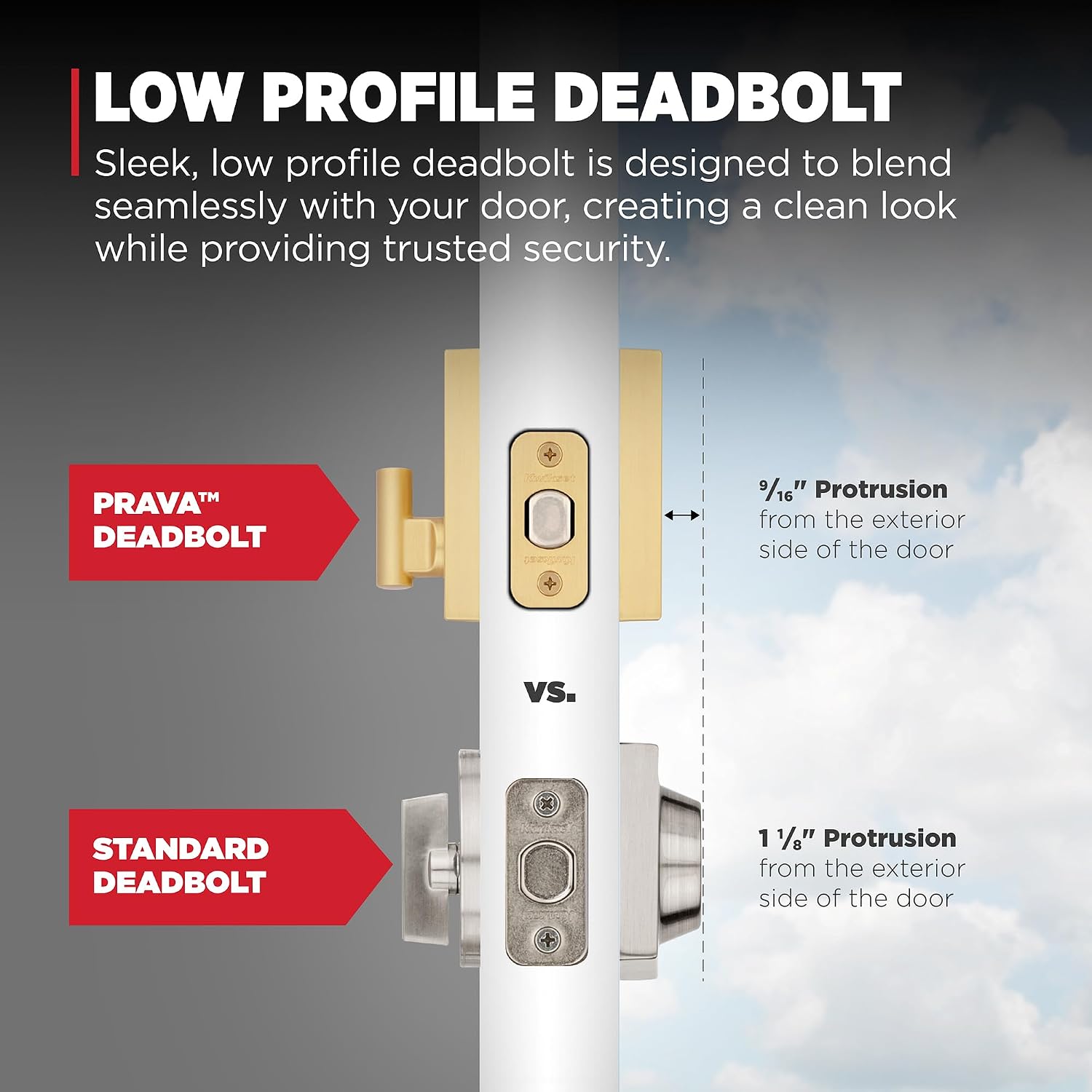 Kwikset Prava Front Door Lock Handle and Deadbolt Set, Entry Handleset Exterior with Interior Reversible Lever, Satin Brass, Pick Resistant SmartKey Rekey Deadbolt Security, with Microban Protection