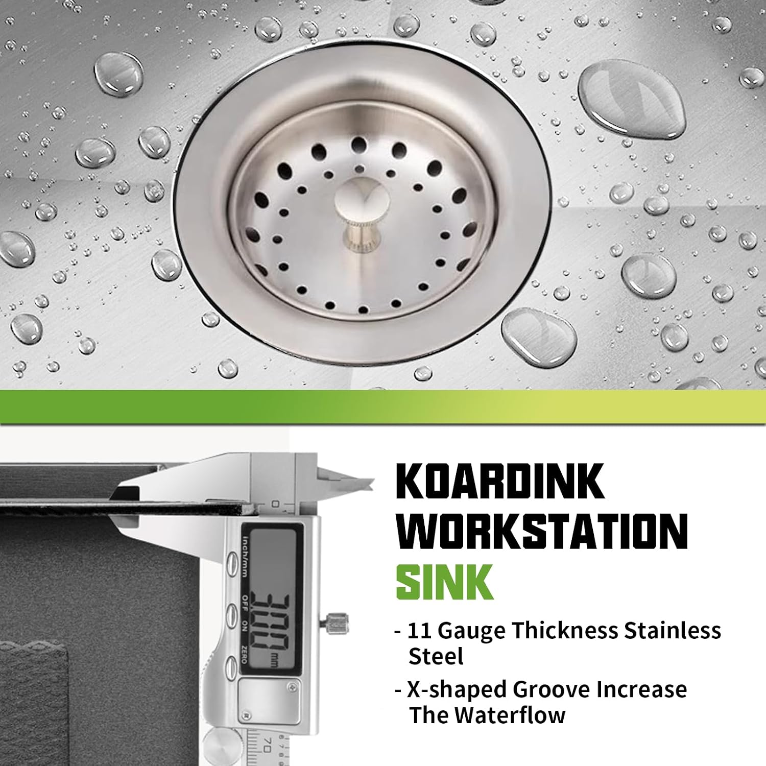 Kitchen Sink Workstation, 33x19 In Stainless Steel Drop In Modern Large Single Bowl Workstation Sink Gift Combo-SS Grid,Drying Rack,SS Colander,Cutting Board,Drain Assembly For Various Kitchen Style