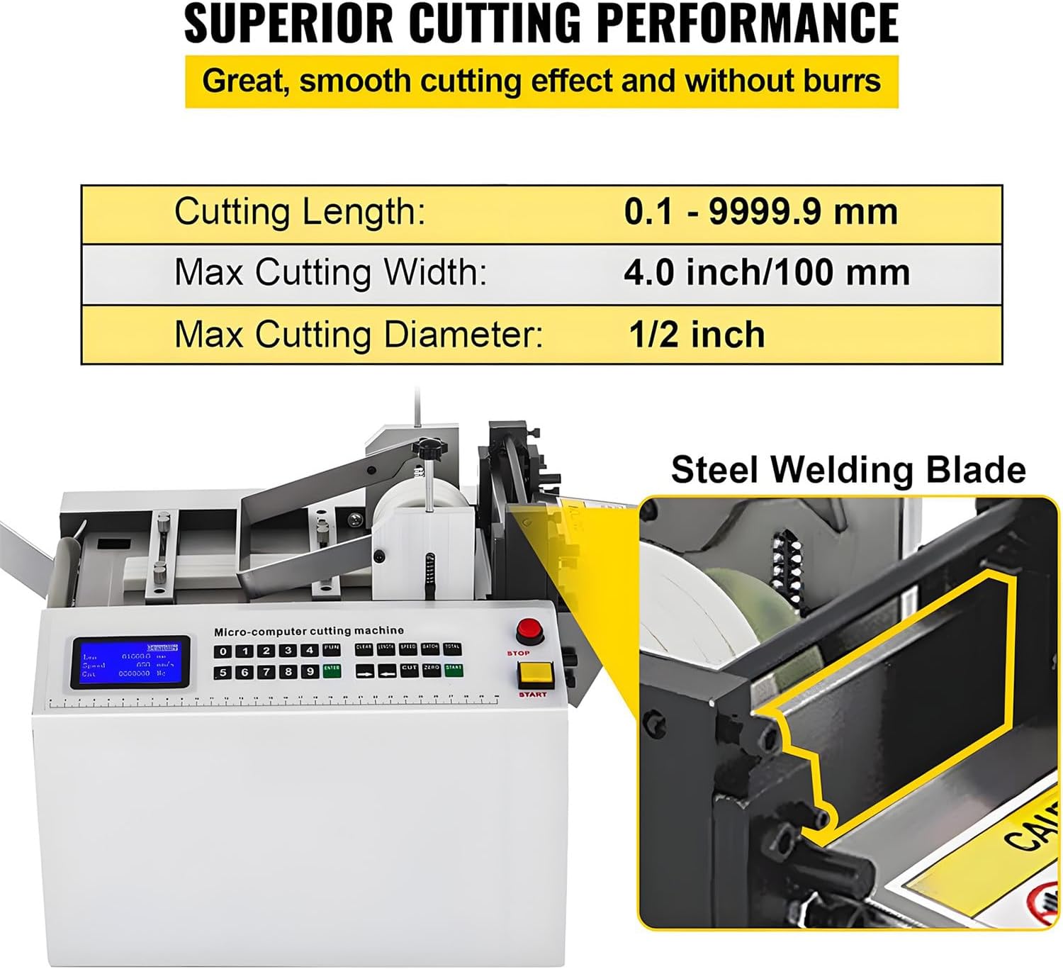 250W Fully Automatic Electric Heat-Shrink Tube Cutting Machine, Microcomputer Control, 15mm Blade Height, 0.1mm Cutting Accuracy, Ideal for Rubber/Plastic Tube, Efficient Cable Cutter
