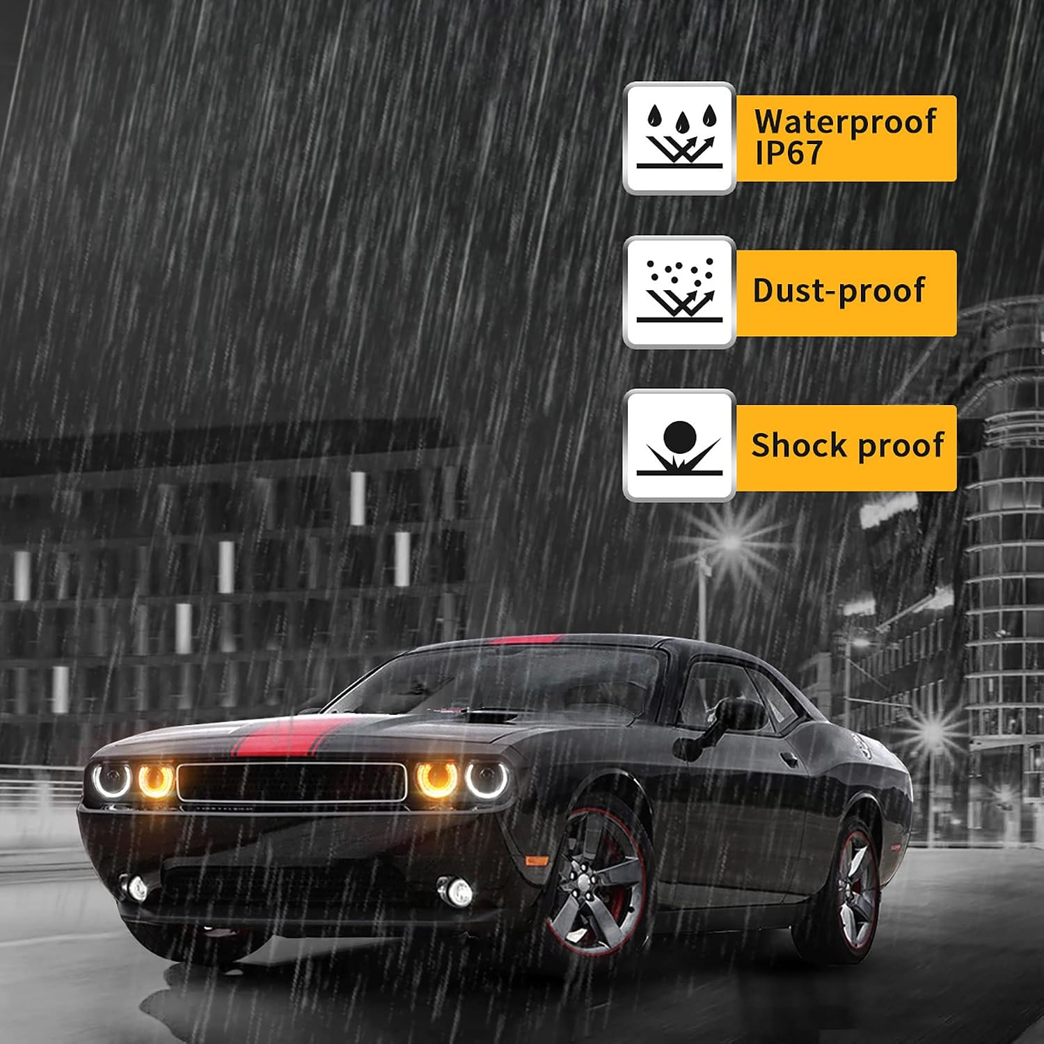 VLAND Projector Headlights Compatible with Dodge Challenger 2008-2014 w/Sequential Indicator Halo, D2S/ D2H Bulb (Not Included) for HI/LO Beam, Passenger& Driver Sides
