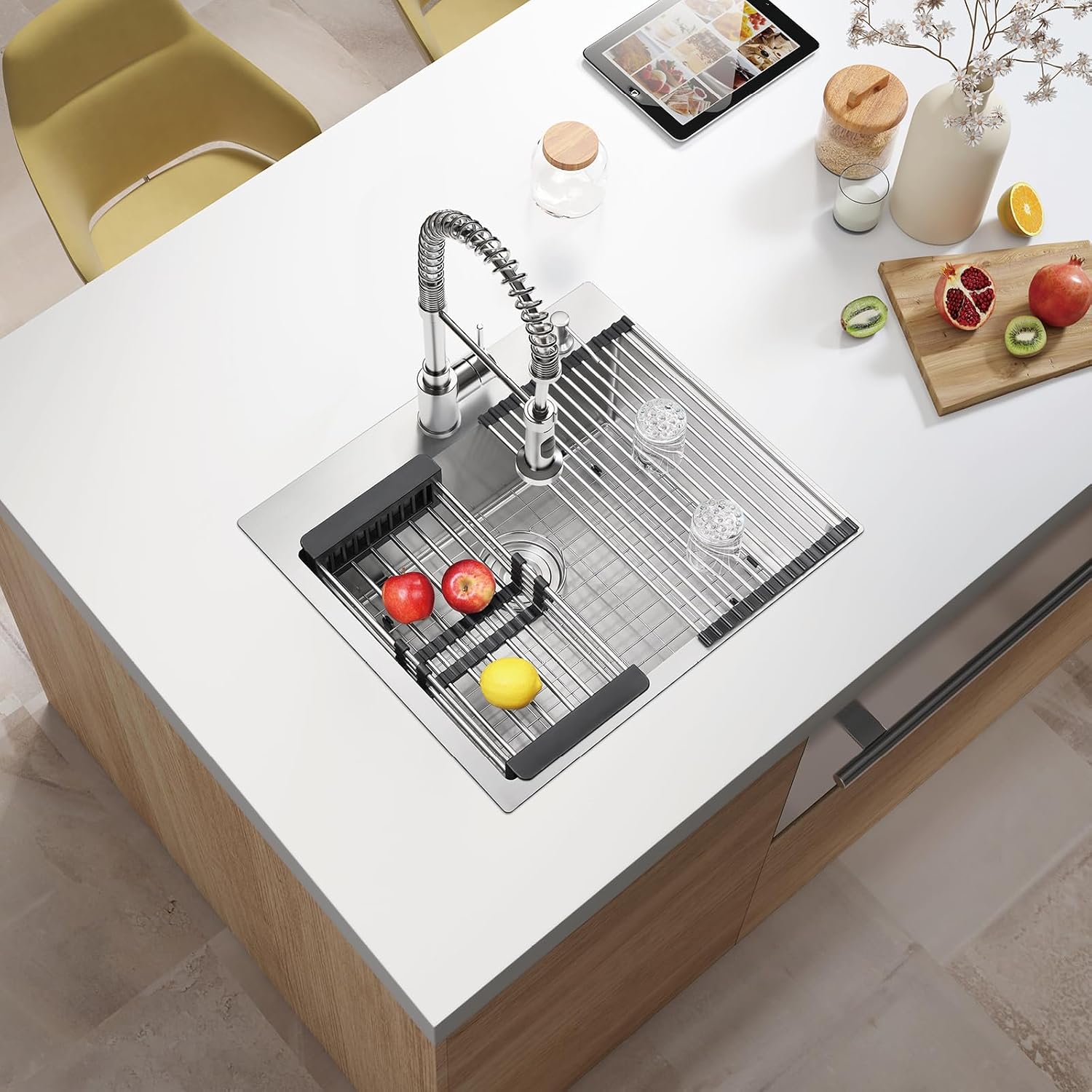 ATTOP 25 Inch Medium Single Bowl Drop in Kitchen Sink,Nano Coating Stainless Steel Handmade Single Bowl Topmount Sink