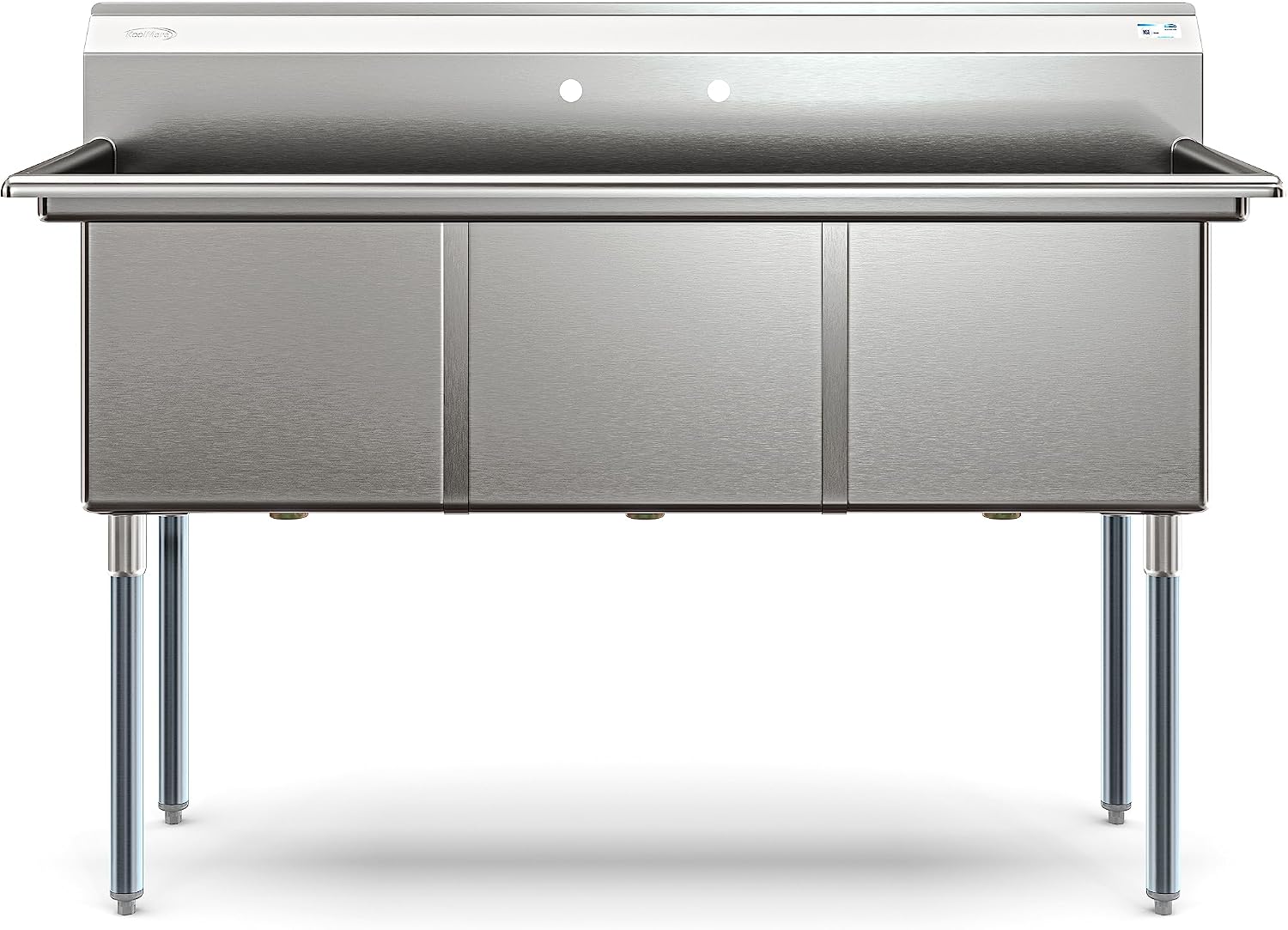 KoolMore 60 in. Three Compartment 18-Gauge Stainless-Steel NSF Commercial Kitchen Sink, Bowl Size 18x18x14, with Three Basins and Pre-Drilled Faucet Holes for Restaurants and Cafes (KM-SC181814-N3)