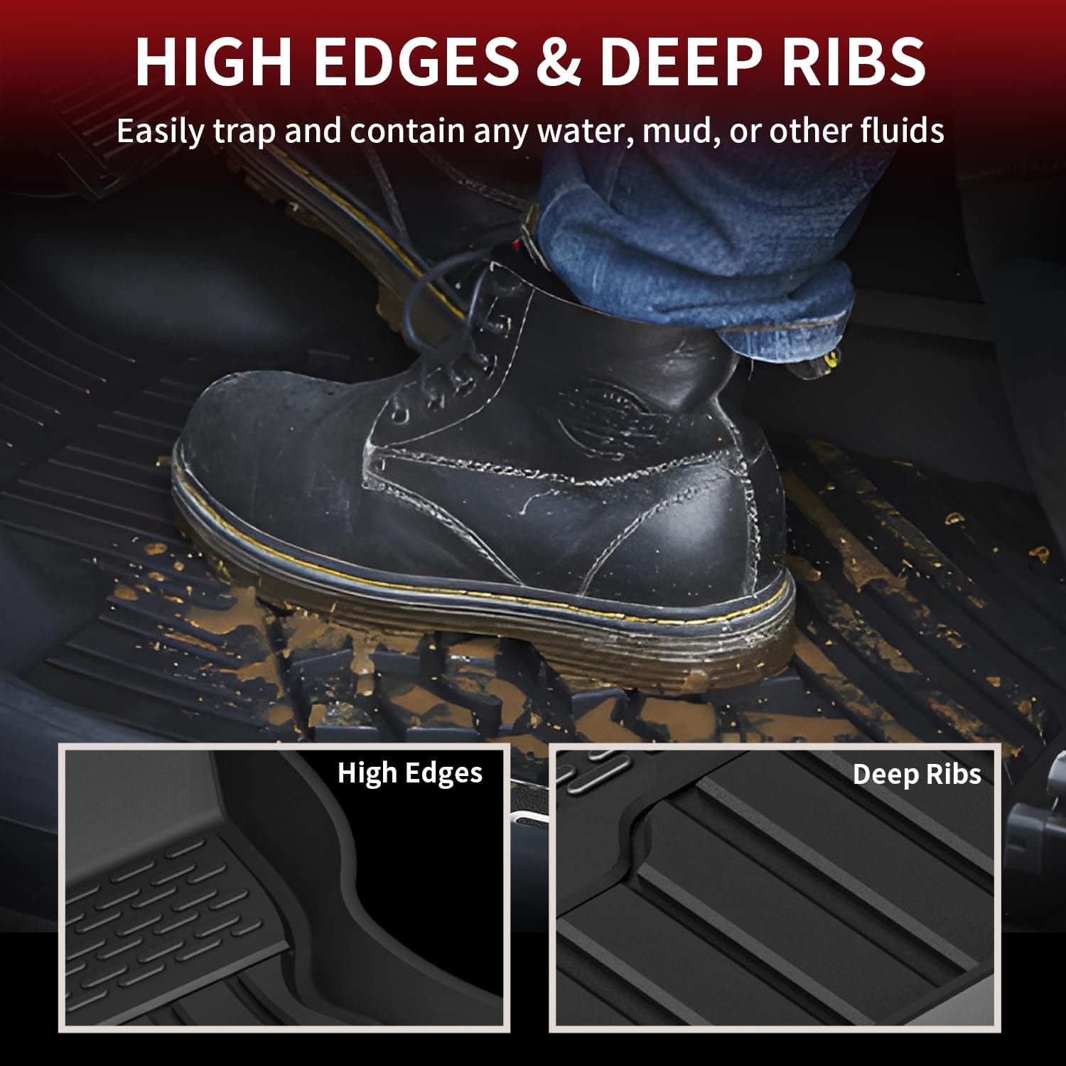 LASFIT Floor Mats Fit for Land Rover Range Rover Velar 2017-2026 & Jaguar F-Pace 2017-2026, Custom Fit TPE All Weather Waterproof Floor Liners 1st & 2nd Row Car Mats, Black