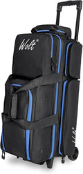 WOLT 3 Ball Bowling Bags with Wheels,Bowling Ball Bag 3 Ball Roller with Separate Shoe Compartment and Accessory Pocket, Retractable Handle Extends to 38''