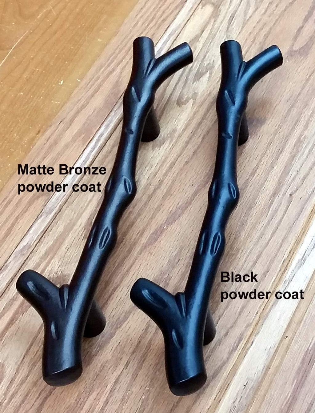 Wild West Hardware Large Tree Branch Barn Door Handle and Matching Smooth Flush Pull - Black Powder Coat Finish - Set