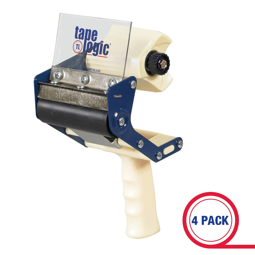 Box USA Tape Logic (4 Pack) Heavy-Duty Carton Sealing Tape Dispenser, 4', Blue/White