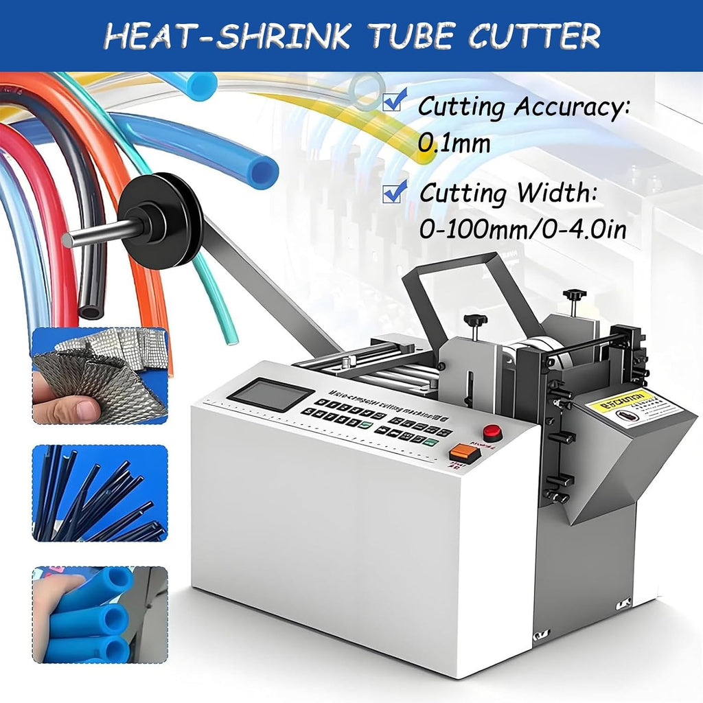 Fully Automatic Heat-Shrink Tube Cutting Machine, Heat-Shrink Tube Cutting Machine 500w, Cutting Length 1-9999.9mm, Cutting Accuracy 0.1mm, for Rubber/Plastic Tube 100D