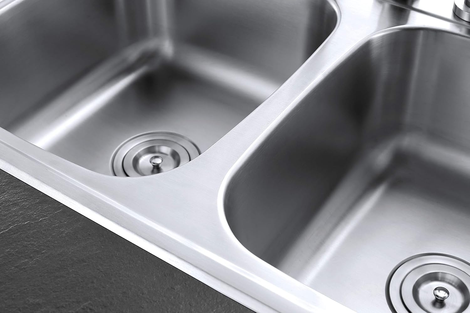 Kingston Brass Gourmetier GKTD33227 Self Rimming Stainless Steel Double Bowl Kitchen Sink 33-Inch-Length by 22-Inch-Width by 7-Inch-Height, Brushed Stainless Steel