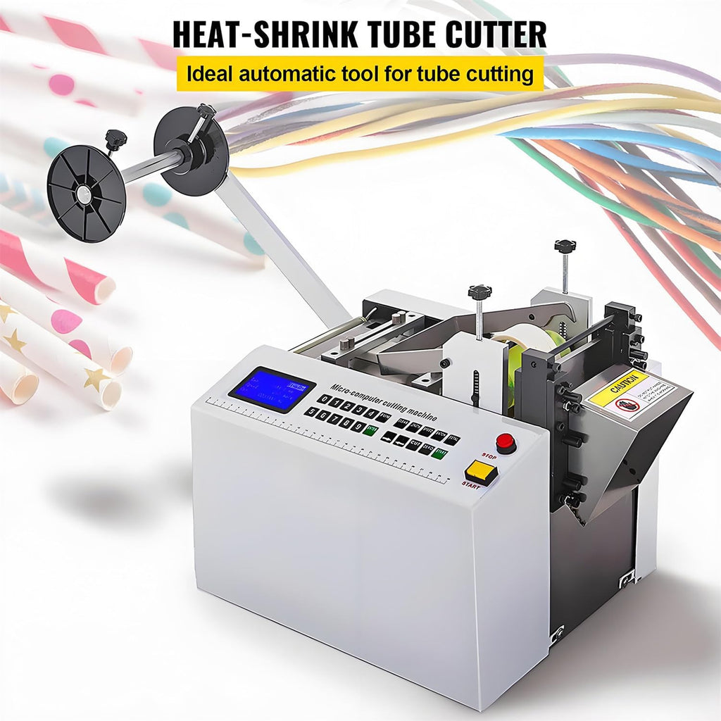 250W Fully Automatic Electric Heat-Shrink Tube Cutting Machine, Microcomputer Control, 15mm Blade Height, 0.1mm Cutting Accuracy, Ideal for Rubber/Plastic Tube, Efficient Cable Cutter