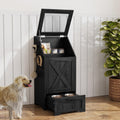 Dog Feeding Station with Storage Cabinet and 2 Elevated Dog Bowls, Hidden Pet Food Storage Organizer for Dog &Cat,Modern Dogs Furniture (Black)
