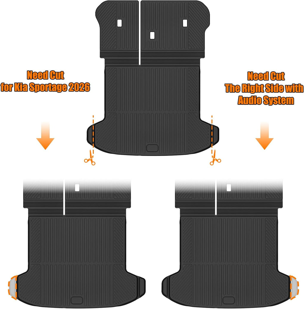 Auxko All Weather Floor Mats Cargo Mat with Backrest Mat for 2026-2023 Kia Sportage Hybrid Only All Season TPE Accessories Odorless Anti-Slip Floor Liners Trunk Tray with Back Seat Protector