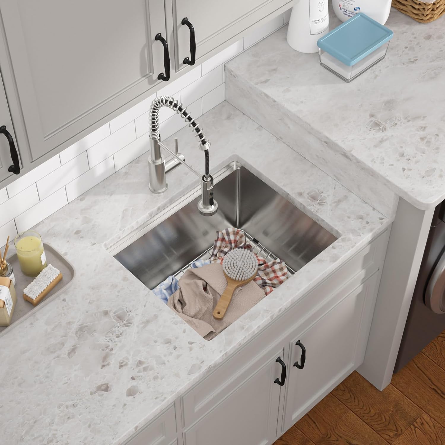 12' Deep Undermount Laundry Sink - 21'x18'x12' Workstation Stainless Steel Utility Sink 16 Gauge Single Bowl Sinks for Kitchen, Laundry, and Outdoor #TLU-0022