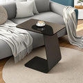 25.5-Inch High C-Shaped End Table with Tempered Glass Top & Black Metal Frame, Modern Space-Saving Sofa Side Table for Living Room, Bedroom, Small Spaces (B)