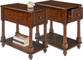 LEEMTORIG Set of 2 Solid Wood End Table Narrow Side Table with Drawer, Cherry Wood End Table Living Room, 13' W Slim Bedside Table, 22' D x 22.3' H, No-Tools Assembly, Cherry Brown BBJ-004-DWA