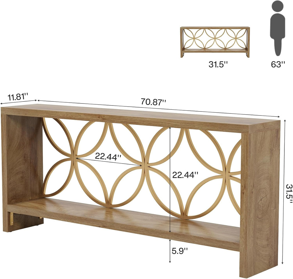 Tribesigns 70.9-Inch Narrow Sofa Table, FarmhouseLong Sofa Table Behind Couch, Entry Console Table with Storage for Entryway, Living Room, Foyer, Unique Design, Natural