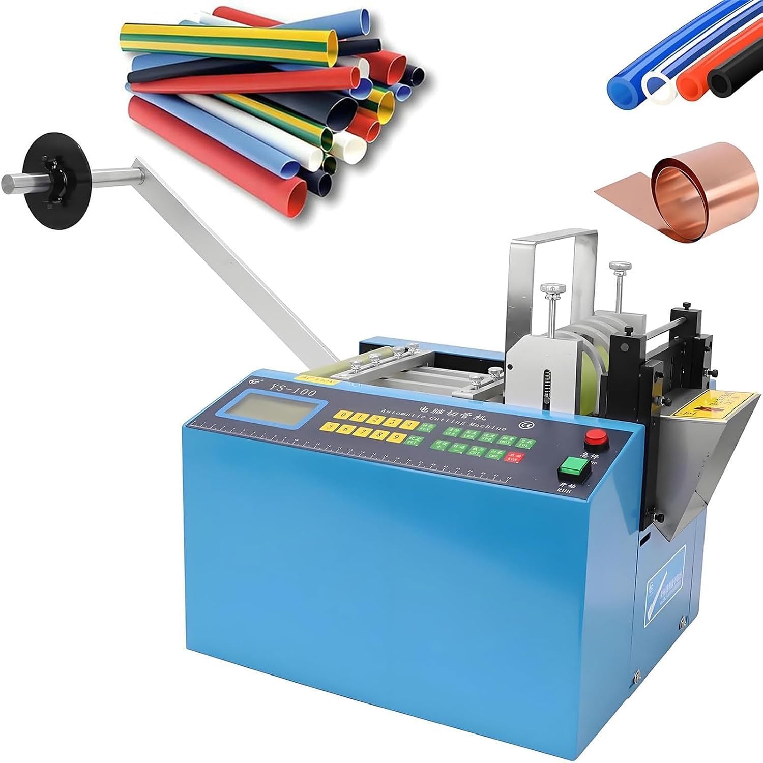 Automatic Heat-Shrink Tube Cutting Machine,250W Tube Cable Pipe Cutter,Electric Fiberglass Sleeving Cutter with 1mm-100mm Cutting Width,0.1mm Cutting Accuracy,for Heat Shrink Tube,Cable
