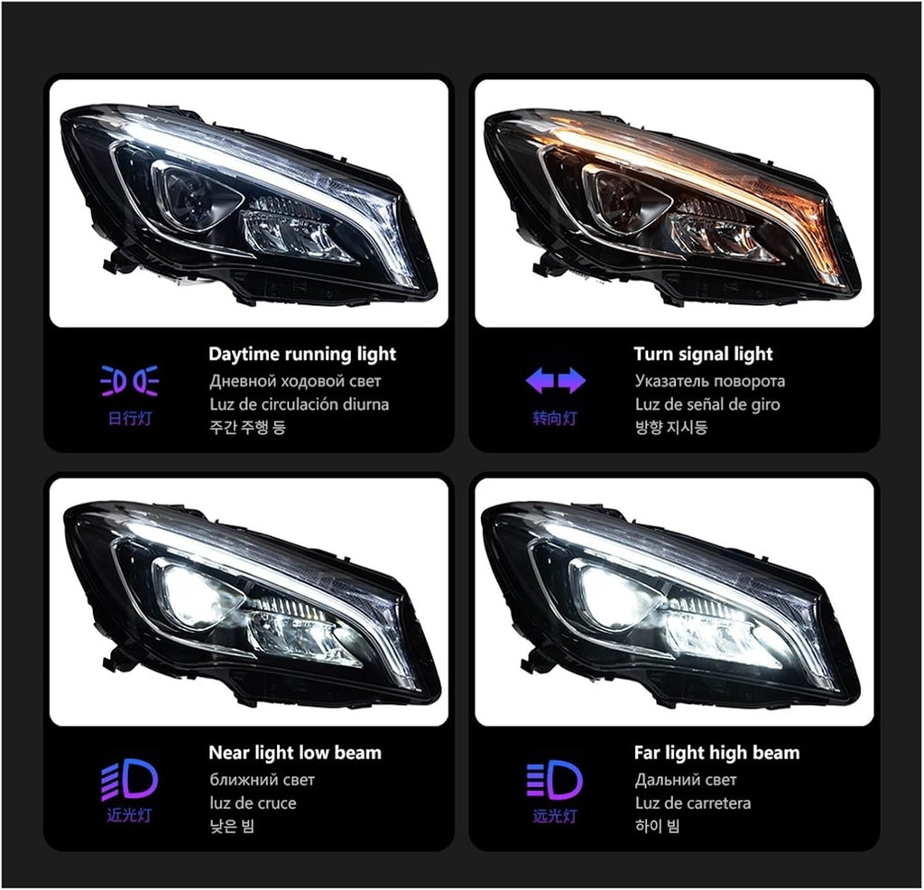 Car Lights Compatible With W117 2014-2020 CLA 220 CLA45 CLA260 LED Auto Headlight Assembly Upgrade High Configure Signal Lamp Accessories(For Original Halogen)