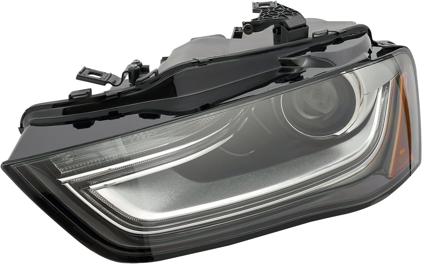 Left and Right Side Headlight Assembly, Passenger&Driver Side Xenon Headlight Lamp, HID/Xenon Non-AFS Projector Headlight Headlamp For 2013-2016 Audi A4 w/o Curve Lighting (Left)